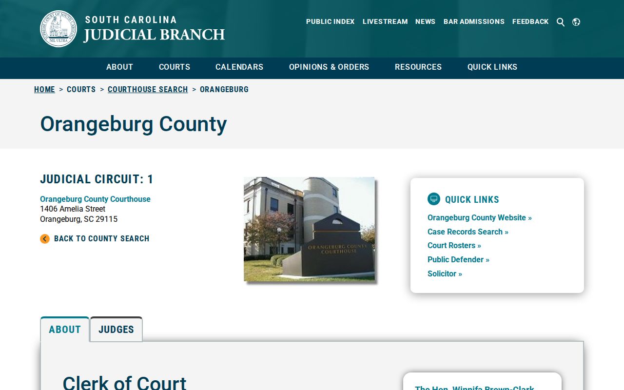 Orangeburg County warrant records courthouse access reference