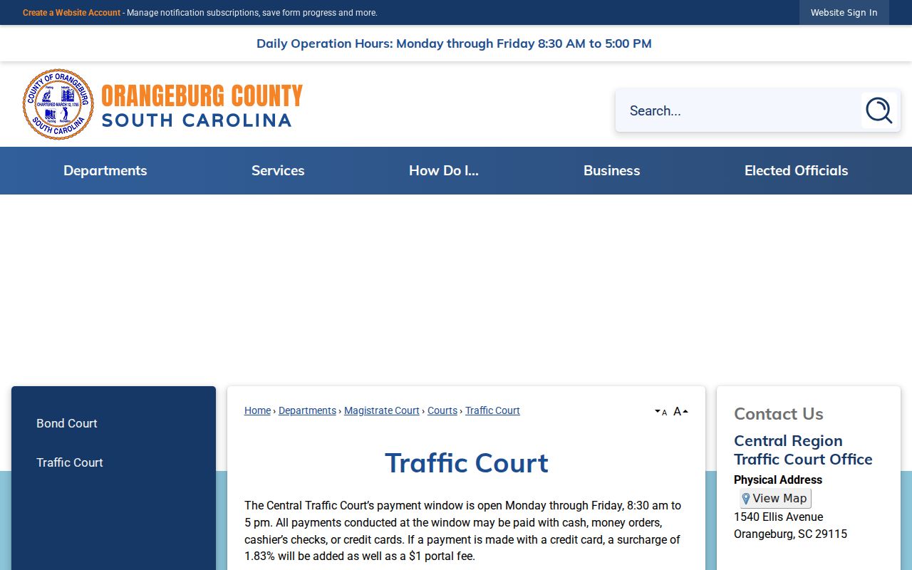 Orangeburg County traffic warrant court payment information