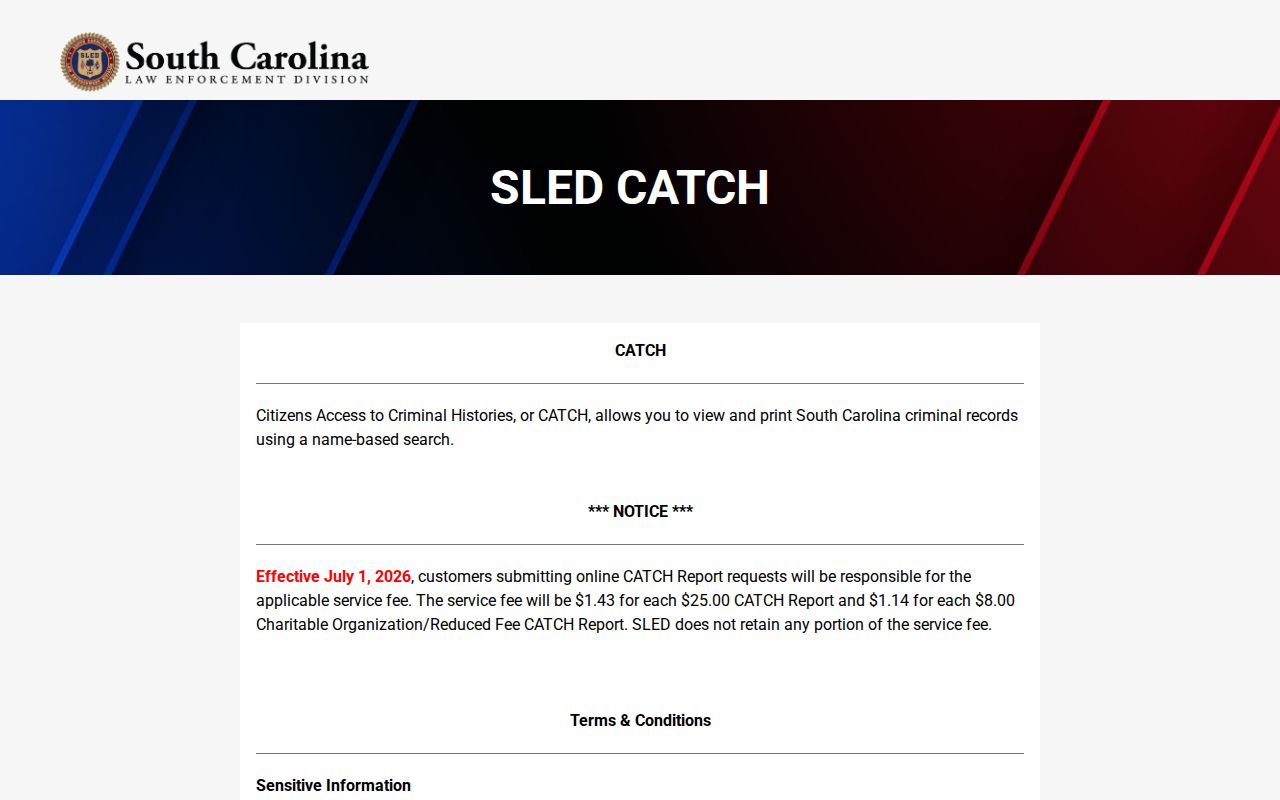 Orangeburg County warrant search reference to SLED limits
