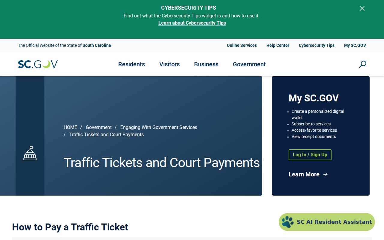Orangeburg County traffic warrant reference to state ticket payment