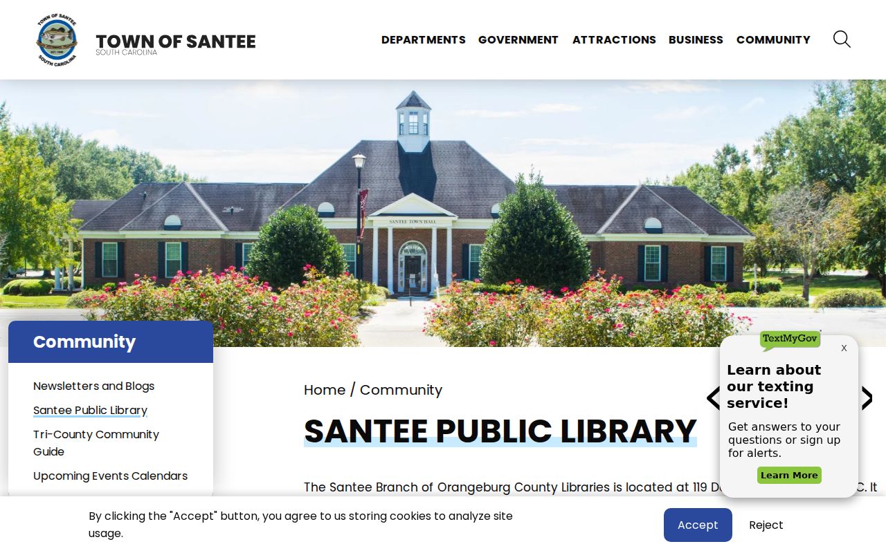 Former Santee, South Carolina police and municipal court building, distinct from the current warrant records address